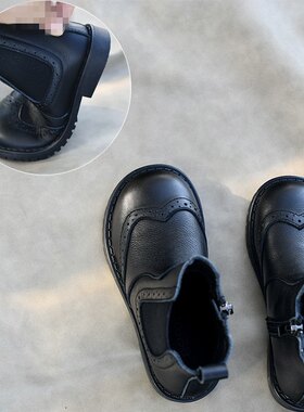 秋冬季小童加绒宝宝鞋带棉靴