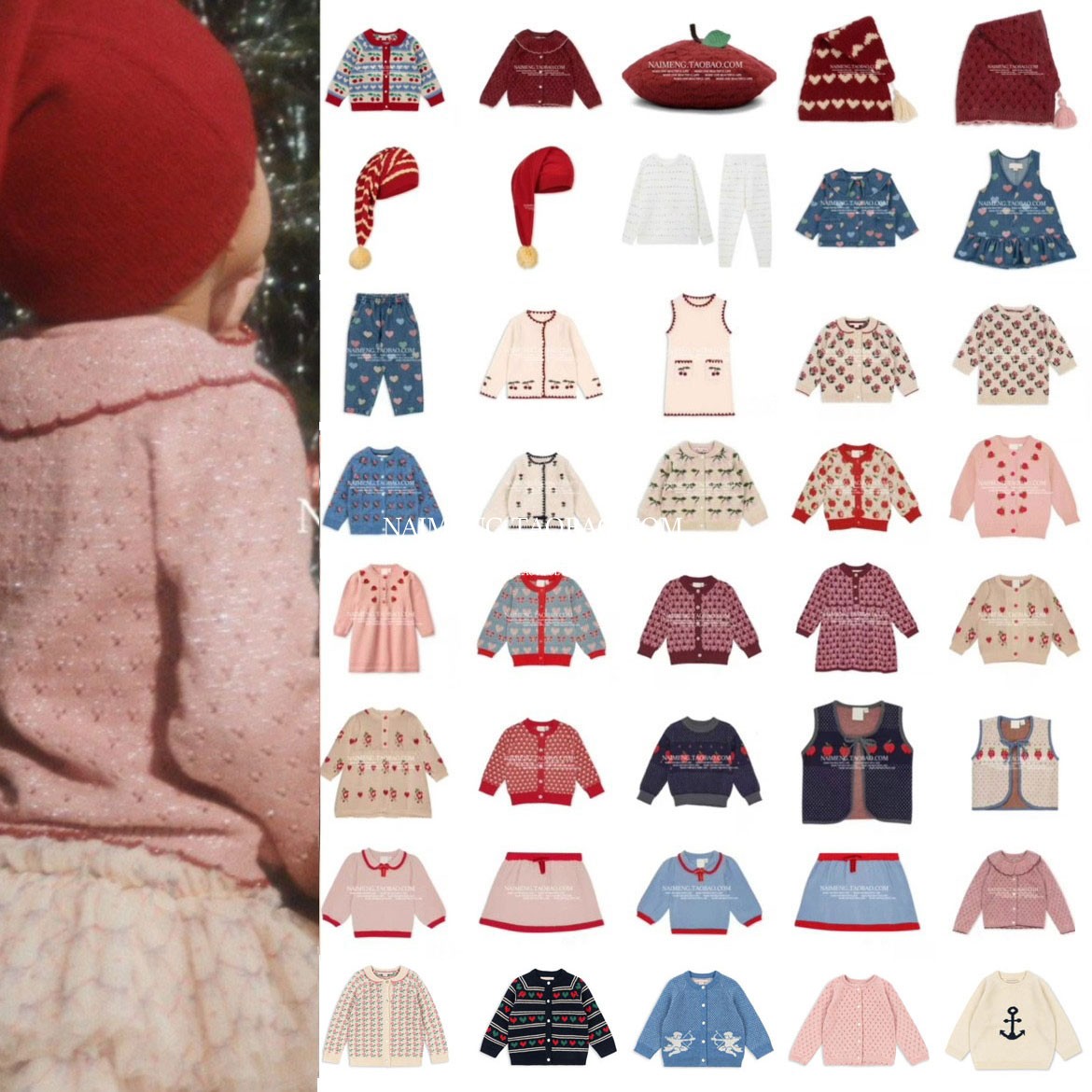 儿童圣诞秋冬针织开衫帽子ins