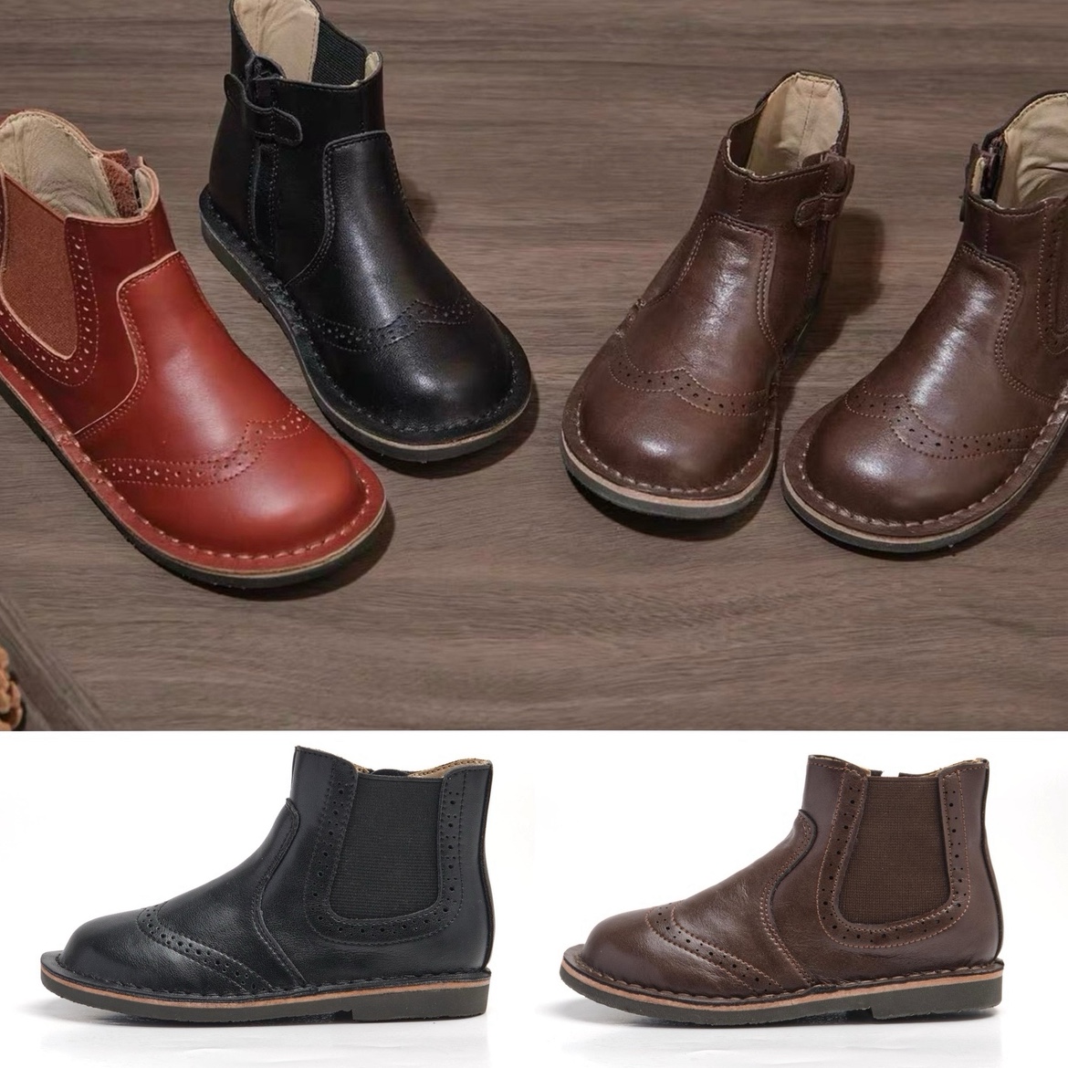 女童童皮靴烟筒靴切尔西靴鞋