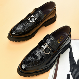 高级感痞帅一脚蹬乐福鞋 男款 男 男亮面年轻人休闲商务正装 漆皮皮鞋