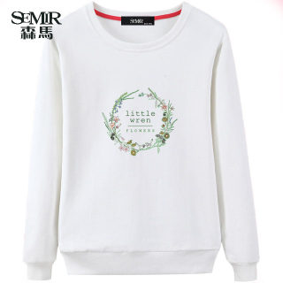 Semir/森马2024新款春秋款圆领女卫衣棉宽松字母薄款潮流韩版时尚