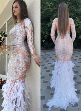 高端演出服定制满钻奢华羽毛拖尾外籍GOGO大牌女歌手dj反串主持服