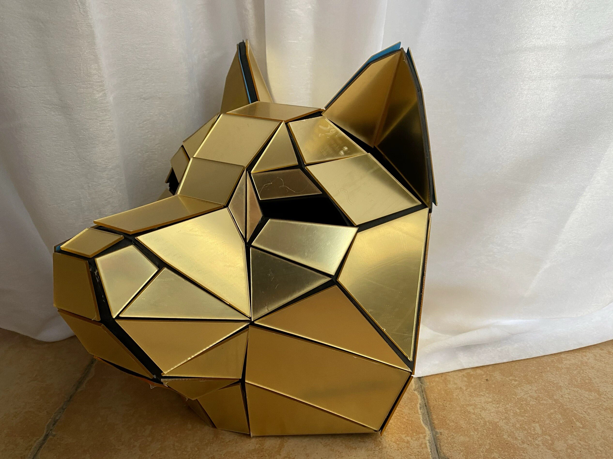 镜面狗年头套金色柴犬头套面具创意化妆舞会演出道具巡游道具