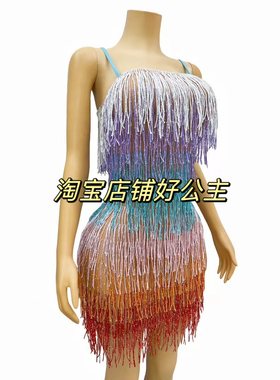 紫色韵味透视网纱撞色晚礼服舞会现代舞舞蹈服才艺表演生日派对