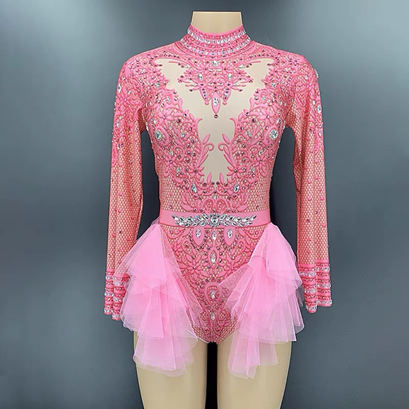 酒吧演出服银色镜面皮拉丁舞恰恰舞女歌手表演舞台服性感礼服