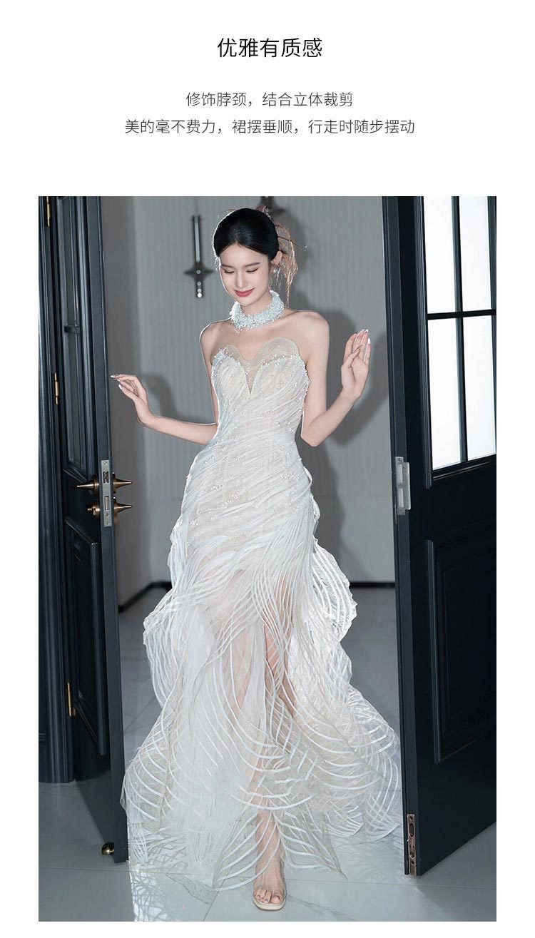 赵露思同款高定重工婚纱抹胸鱼尾2025新款仙气轻奢新娘礼服迎宾纱