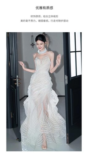 赵露思同款高定重工婚纱抹胸鱼尾2025新款仙气轻奢新娘礼服迎宾纱