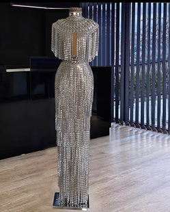 高端定制 Dress重手工气质女王修身名媛长裙走秀年会颁奖典礼礼服