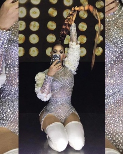 吊环杂技性感女歌手dj显瘦紧身弹力水钻珍珠连体衣gogo舞台演出服