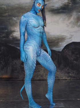 万圣节酒吧蓝色精灵阿凡达gogo演出服做秀cosplay连体服