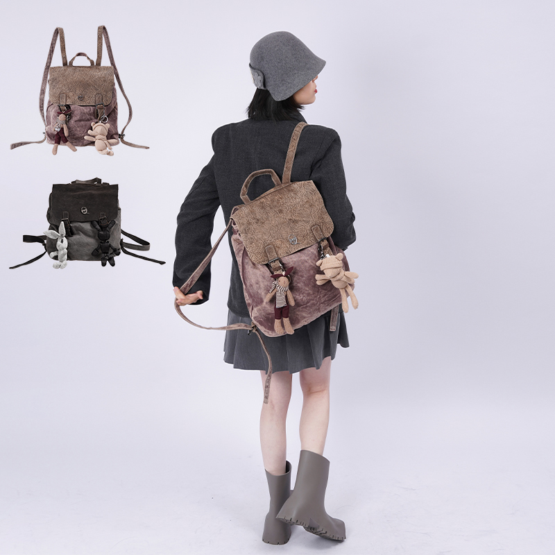 复古大容量拼接书包野生设定