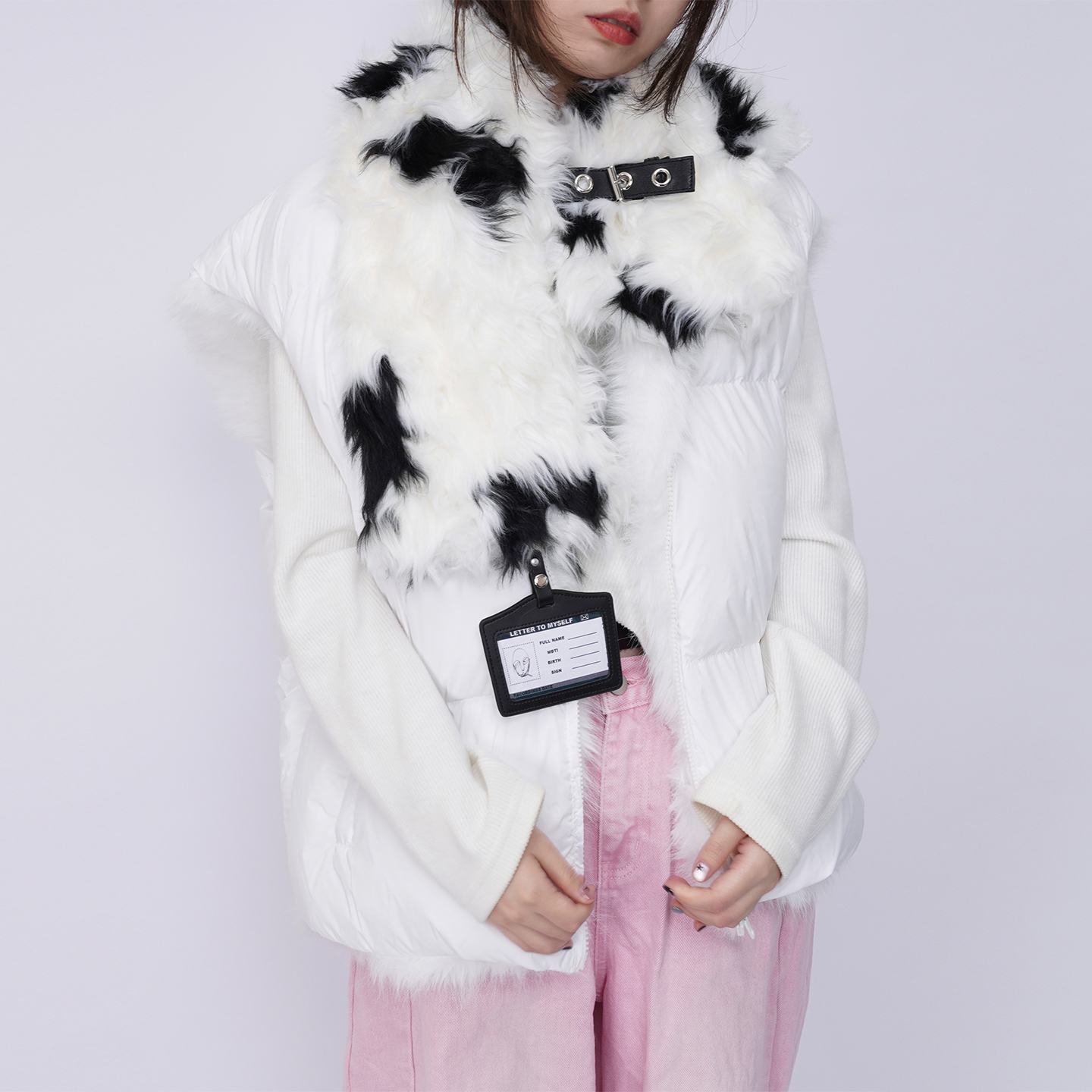 REBIRTH野生设定原创辣妹秋冬重工毛绒拼接保暖围脖百搭女款围巾