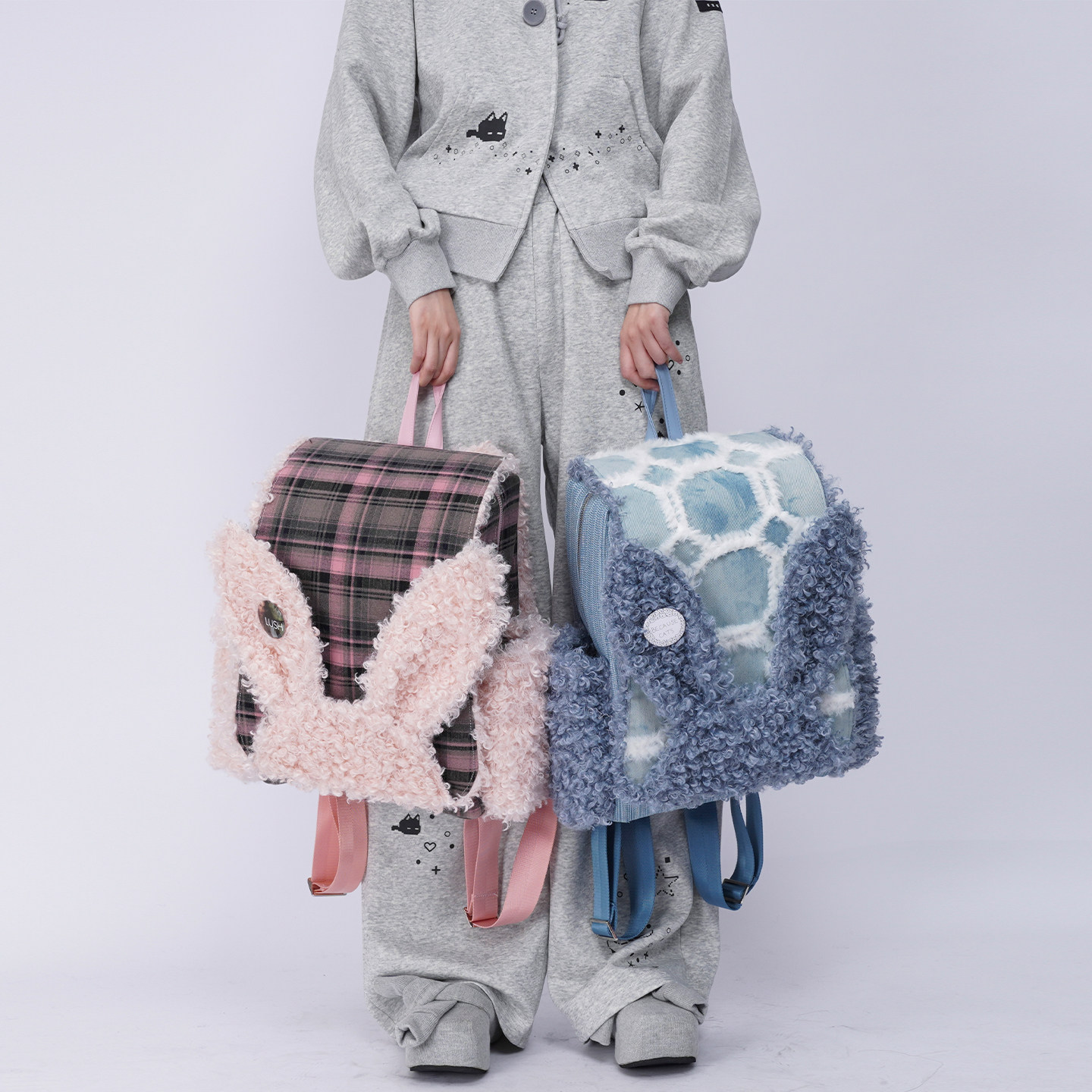 rebirth野生设定兔耳朵双肩包女2025秋冬可爱上课毛毛包电脑书包,箱包皮具/热销女包/男包,双肩背包,淘宝优惠券,粉丝福利购,淘宝优惠卷