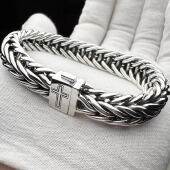 南贤里足银999男女情侣款 麦穗手链手工定制时尚 简约亮面银饰礼物