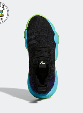Adidas/阿迪达斯深黑色绿色蓝色儿童运动透气低帮篮球鞋H06486