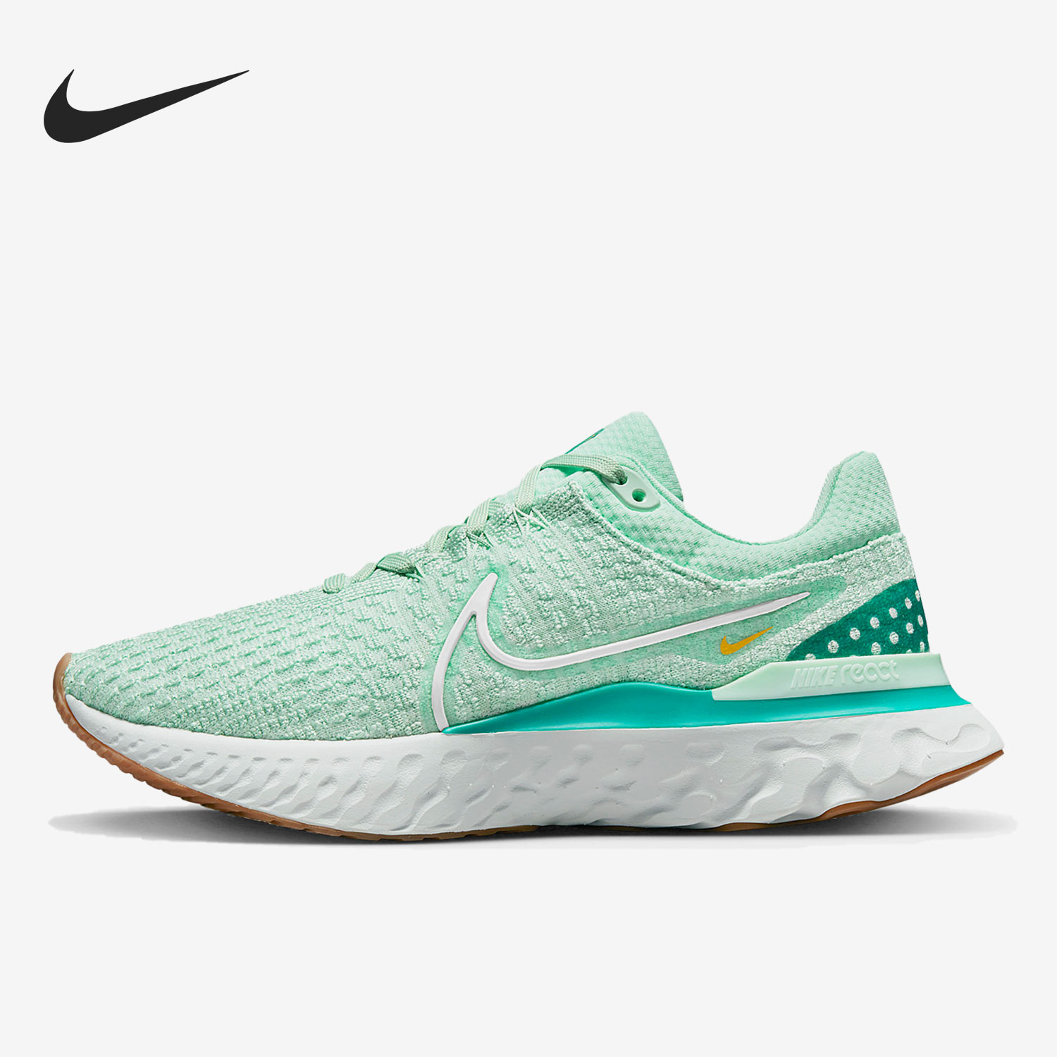 Nike/耐克REACT INFINITY RUN FK 3绿色白色男女跑步鞋DD3024-301
