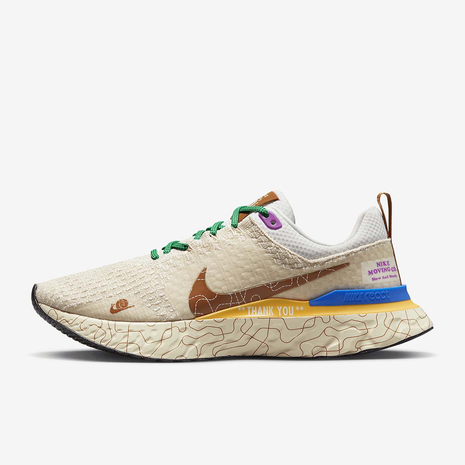 Nike/耐克REACT 3米白色褐色蓝色男女休闲时尚跑步鞋DZ3025-001