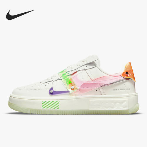 Nike/耐克Air Force 1夜光电竞白色紫粉男女运动板鞋DO2332-111