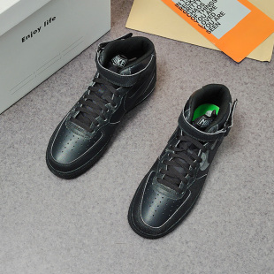 DQ7666 Nike 1黑色男子休闲运动透气高帮板鞋 Force 001 耐克Air