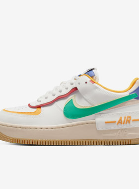 Nike/耐克空军白色绿色红色女子增高拼接低帮休闲鞋CI0919-118