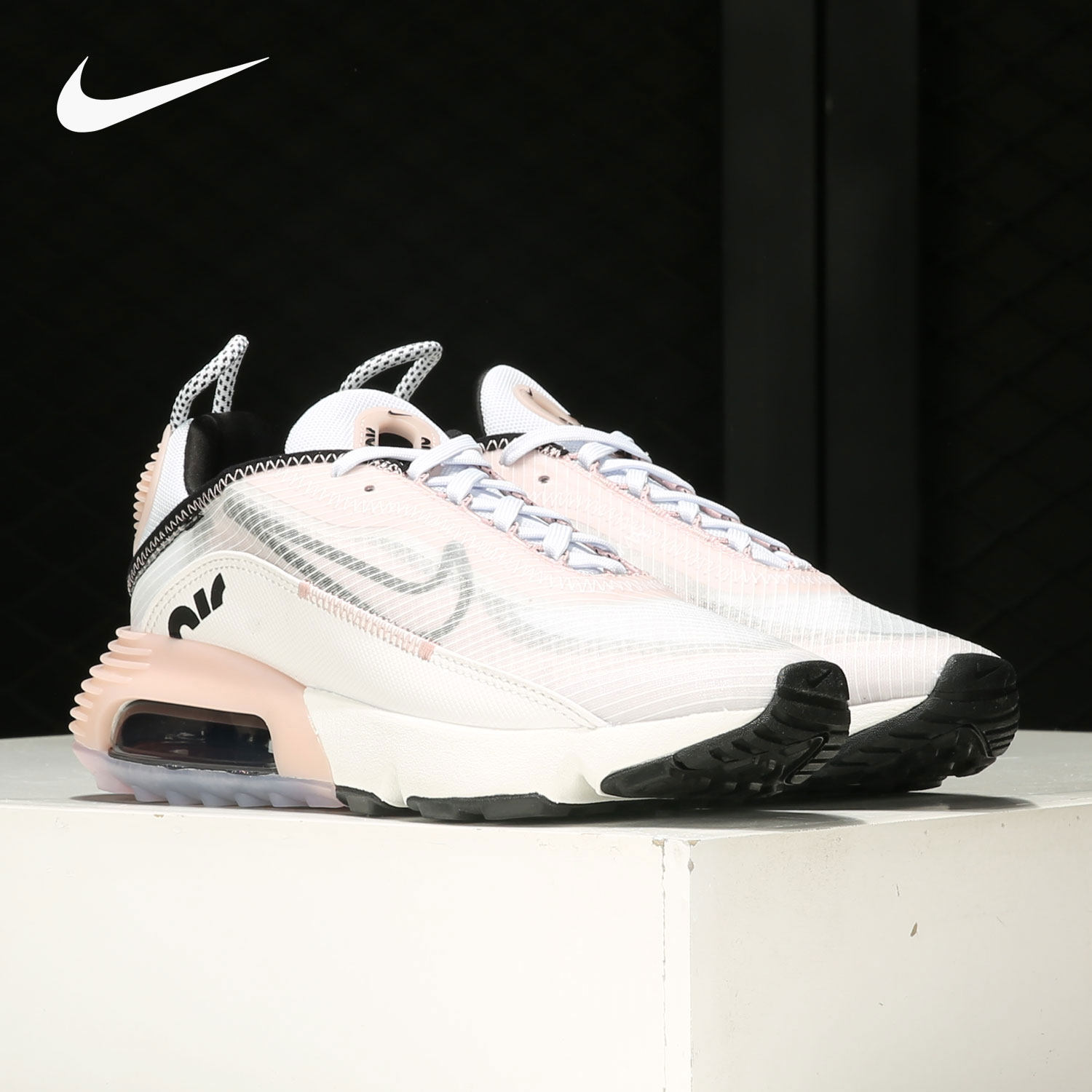 nike/耐克air max 2090白色黑色粉色女子气垫休闲鞋cv8727-100