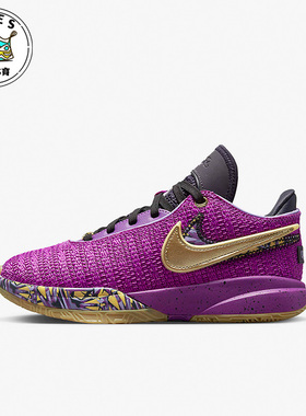 Nike/耐克紫色金色黑色儿童运动休闲舒适透气篮球鞋FD0207-500