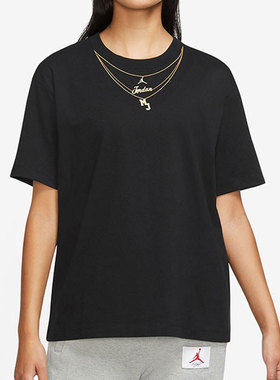 Nike/耐克JORDAN白女子休闲印花训练透气圆领运动T恤DO5021-133