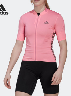 Adidas/阿迪达斯正品THE JERSE 新款女子透气拉链骑行服T恤HM6423