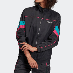 Adidas TT黑女子运动夹克梭织拼接外套GC8783 阿迪达斯三叶草TECH