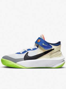 Nike/耐克白色米黄绿色儿童运动休闲舒适缓震篮球鞋FB1395-101