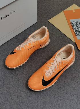 Nike/耐克黑色橙色男子经典训练比赛缓震低帮足球鞋DZ3490-800