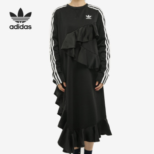 DRESS 女子荷叶边长袖 阿迪达斯正品 连衣裙 FT9898 三叶草 Adidas