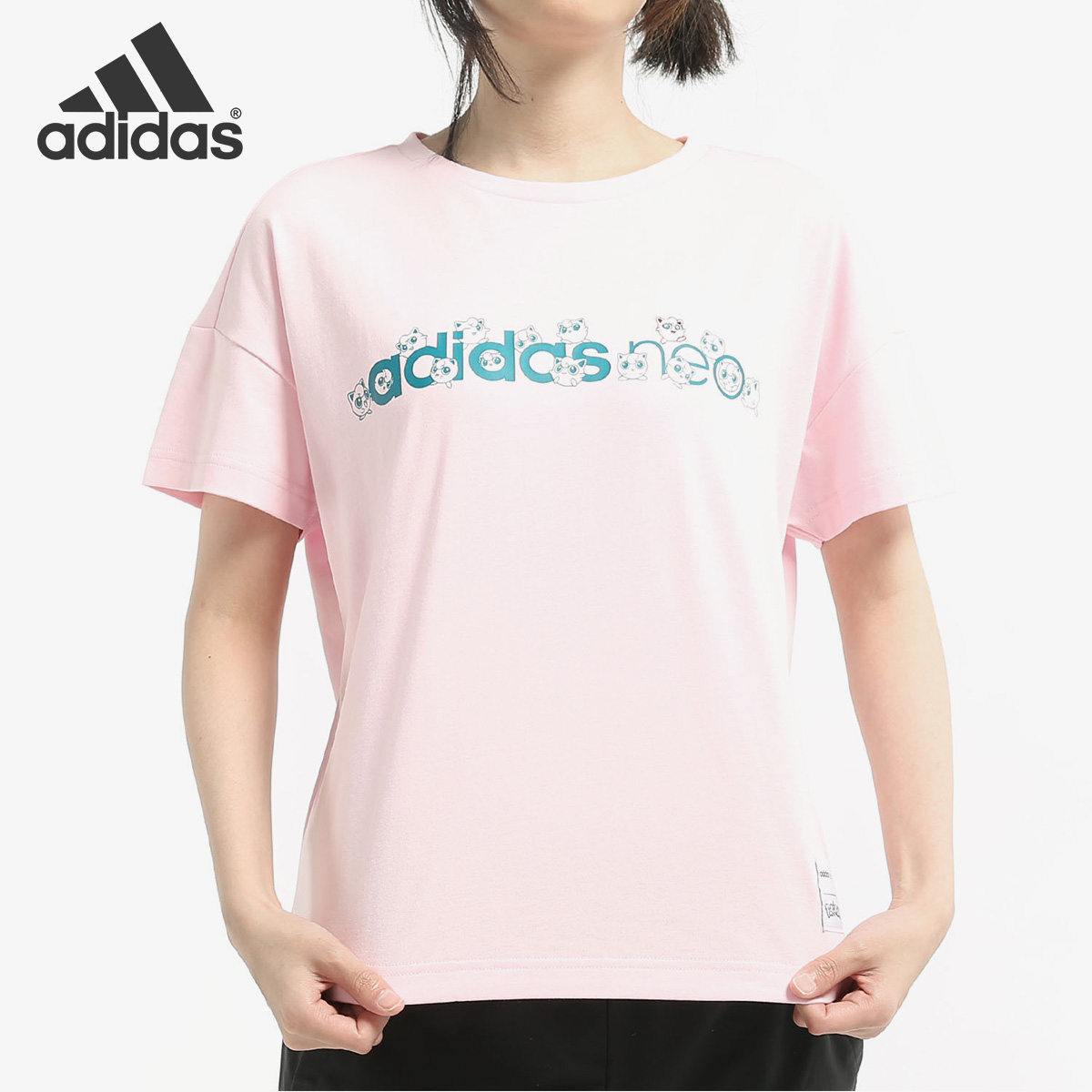 Adidas/阿迪达斯neo x Pokémon女子时尚舒适休闲运动T恤GC7070