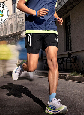 Adidas/阿迪达斯正品OTR E 3S 2IN1 S男士跑步运动短裤IQ3808