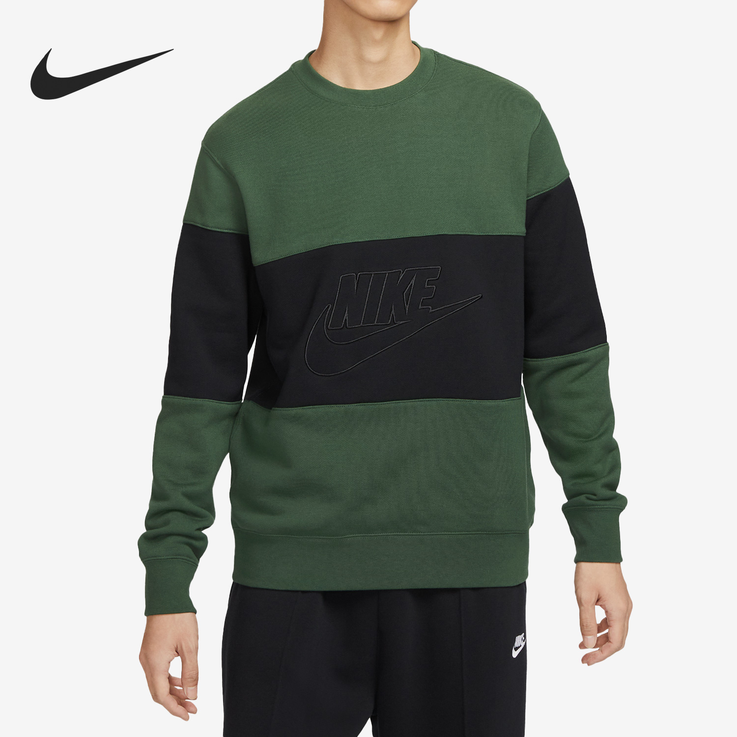 Nike/耐克男子休闲时尚百搭保暖拼接宽松条纹运动卫衣FB7849-323-封面