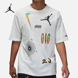 133 JORDAN白男子舒适印花休闲解构运动T恤DQ7363 Nike 耐克AIR