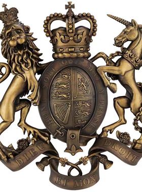 狮子骏马欧式徽章标志浮雕玩品进口英国女王伊丽莎白盾专用庭院