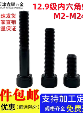 12.9级内六角圆柱头螺栓黑色内六角螺丝M2M3M4M5M6M8M10M12-M24
