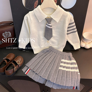 洋气jk百褶裙儿童学院风针织毛衣两件套 2025新款 女童套装 裙春秋装