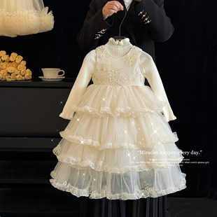 公主裙女童秋冬绝美纱裙儿童礼服连衣裙小女孩生日宴高级感蛋糕裙