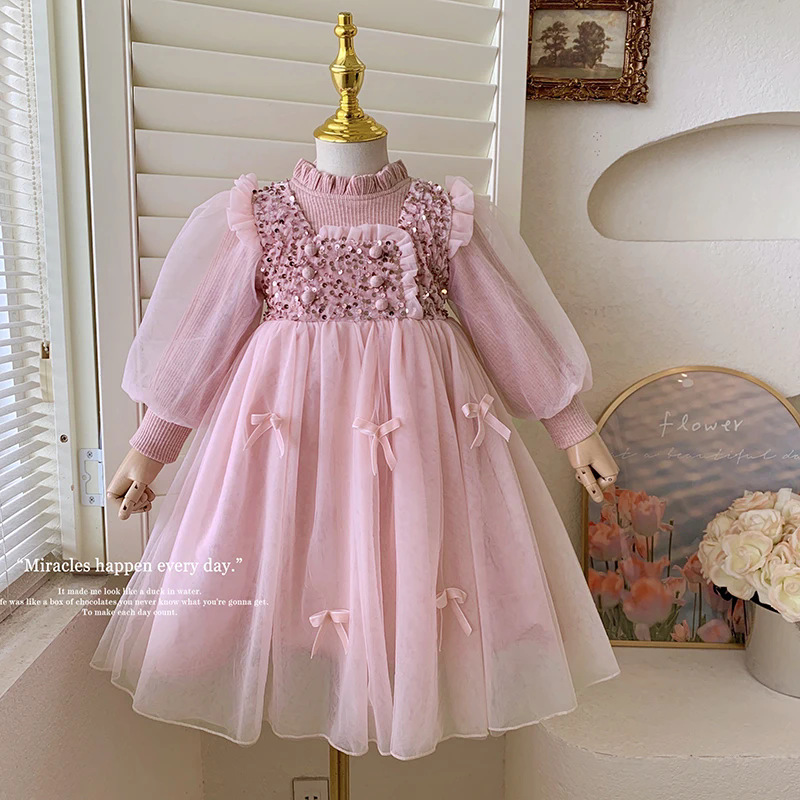 女童加绒连衣裙冬装2024高端礼服