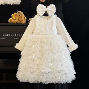 女童小香风连衣裙春秋季富家千金礼服裙子小女孩高级感公主裙套装