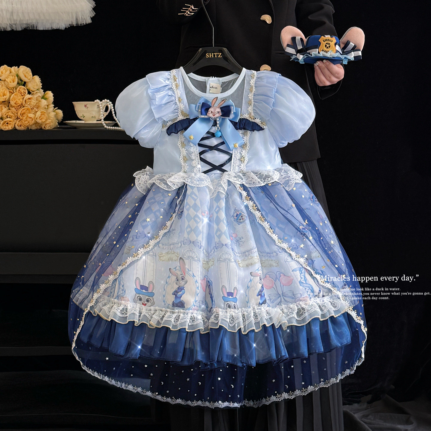 女童朱迪连衣裙夏季儿童兔子警官公主裙洋气洛丽塔生日礼服蓬蓬裙