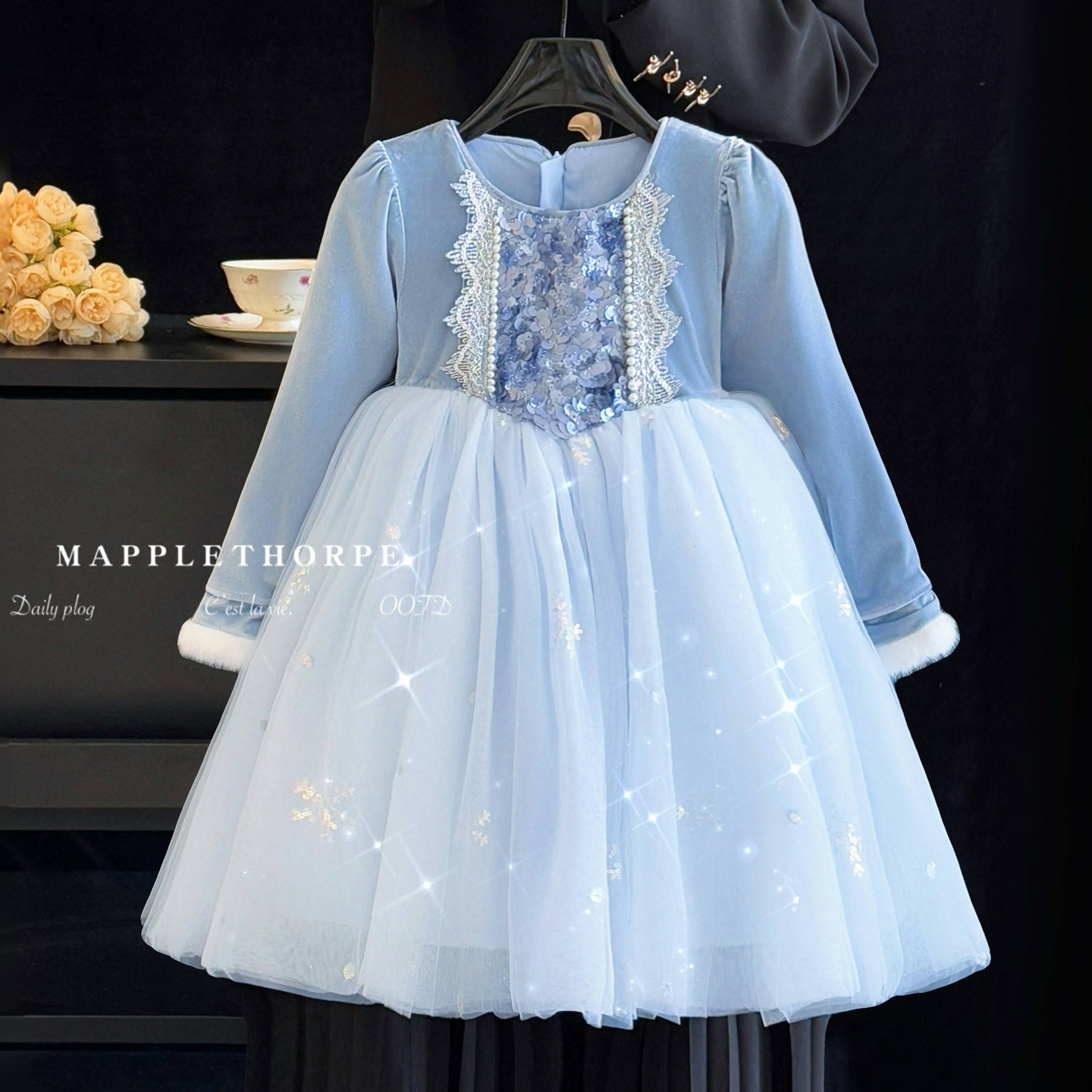 女童春秋季超仙艾莎公主连衣裙