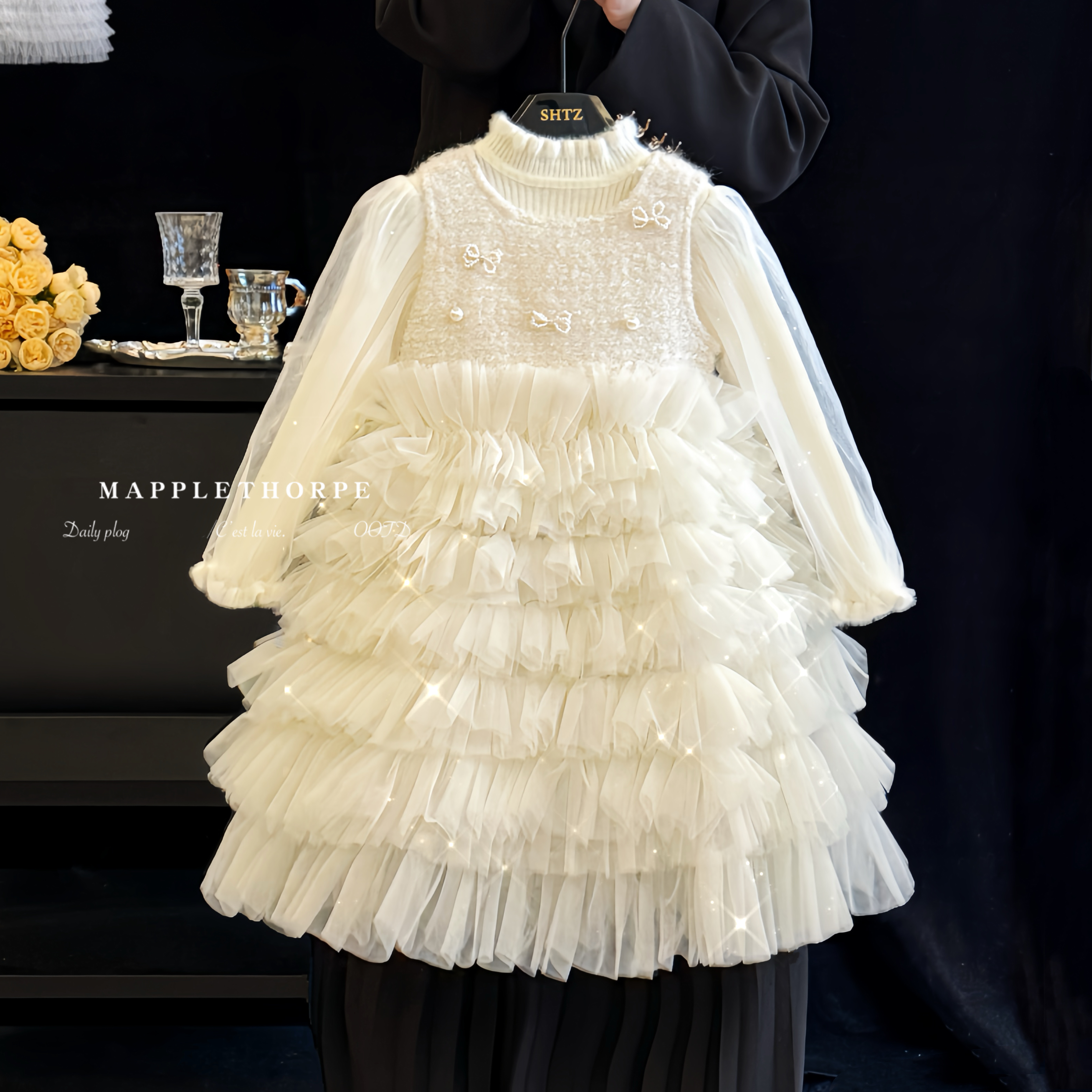 女童小香风时髦蛋糕蓬蓬公主裙