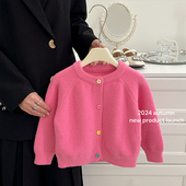 韩范洋气女宝宝加厚时髦毛衣开衫 女童针织外套秋冬2025新款 童装 潮