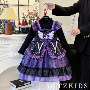女童库洛米公主裙冬装2025新款儿童毛衣连衣裙洋气高级感蓬蓬纱裙