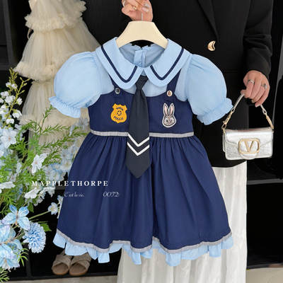 女童连衣裙朱迪兔子警官学院风裙