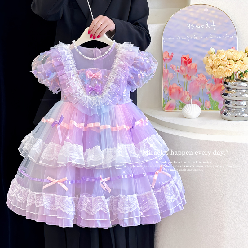 女童夏新款重工蓬蓬裙生日礼服裙