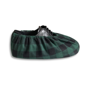 格子棉布胶点防滑颗粒底圆头鞋 耐磨防尘耐脏家用可反复洗脚套 套